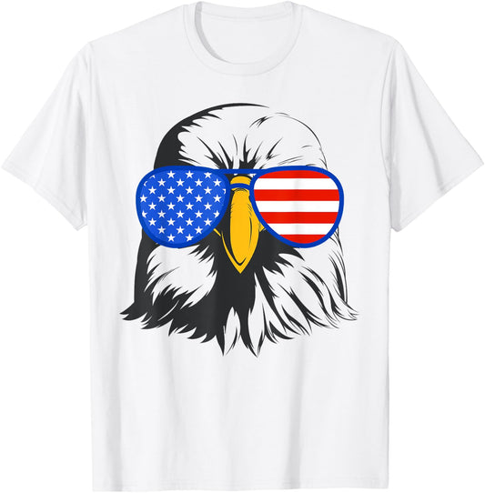 patriotic eagle sunglasses 4th July USA American eagle T-Shirt - T-Shirt | White