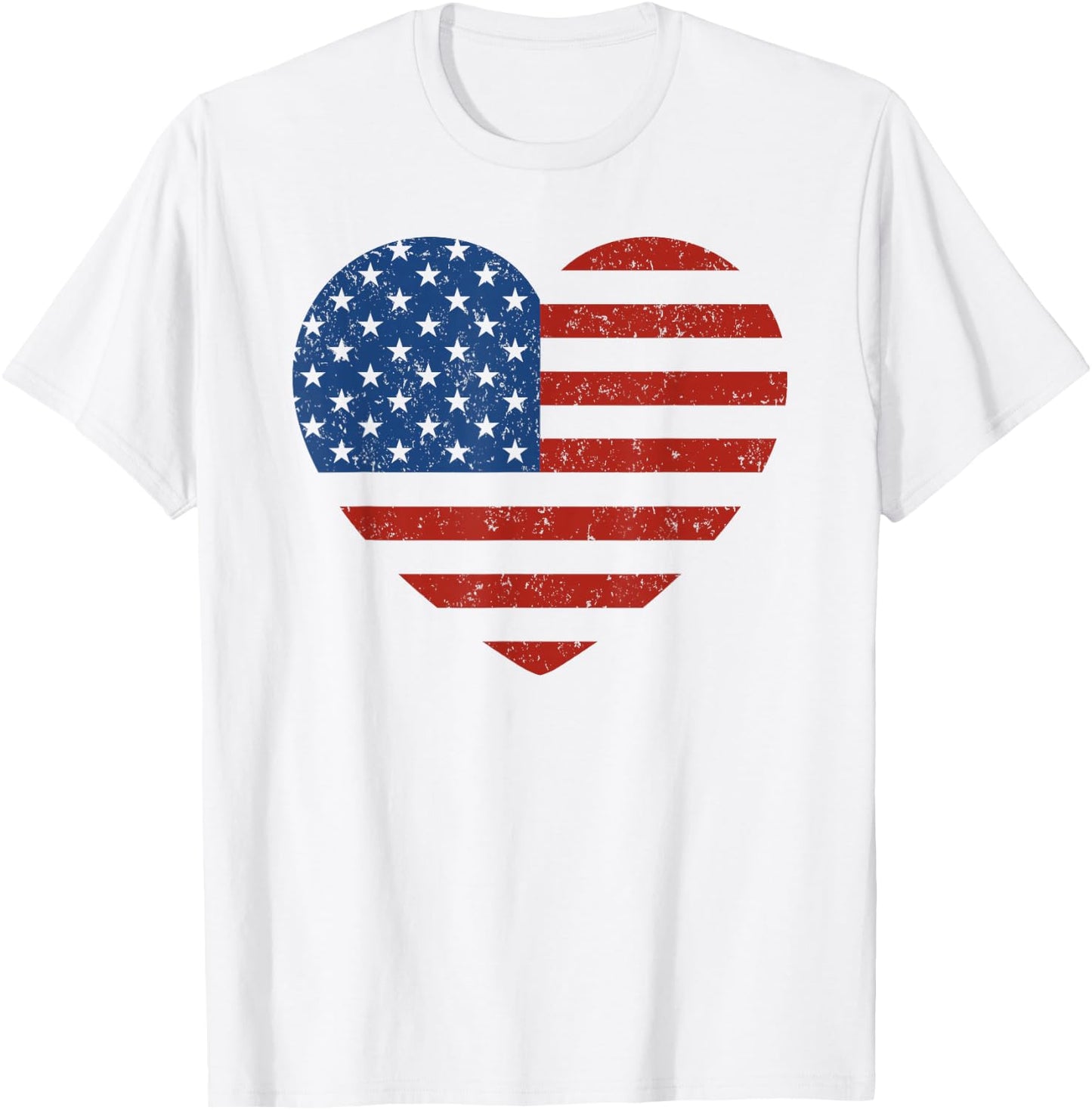 American Flag Heart Patriotic Men Boys & Girls 4th of July T-Shirt - T-Shirt | White