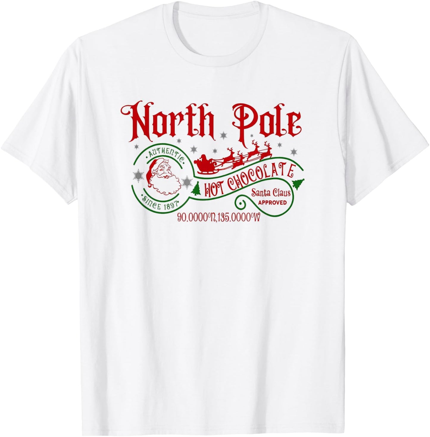 Merry Christmas Santa North Pole Hot Cocoa Warm Cookies T-Shirt - T-Shirt | White