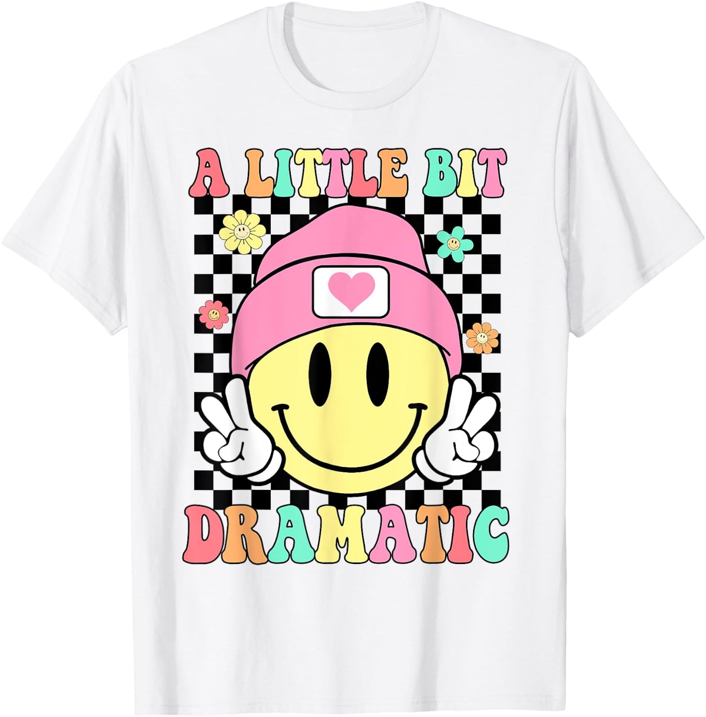 A Little Bit Dramatic Hippie Retro Groovy Funny Kids Girls T-Shirt - T-Shirt | White