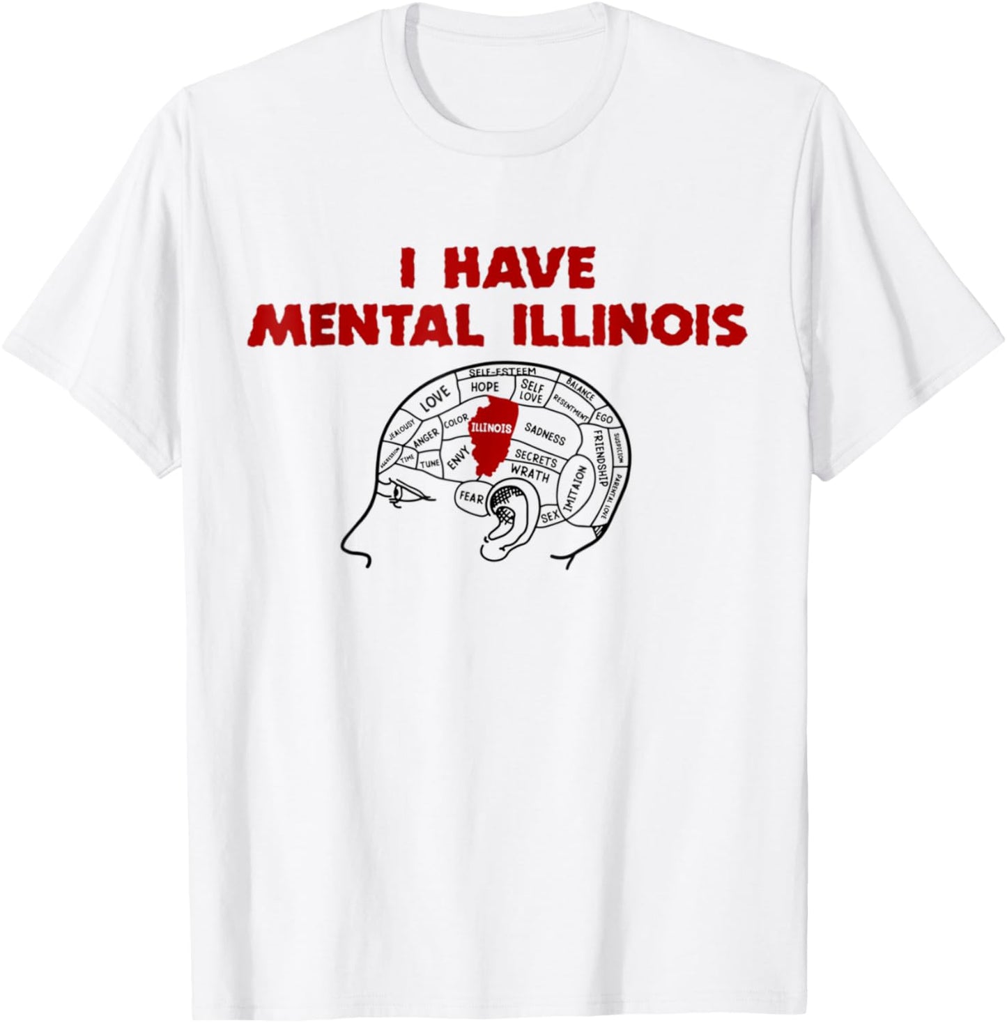 I Have Mental Illinois Funny Pun, Illinoisan Women Men Humor T-Shirt - T-Shirt | White