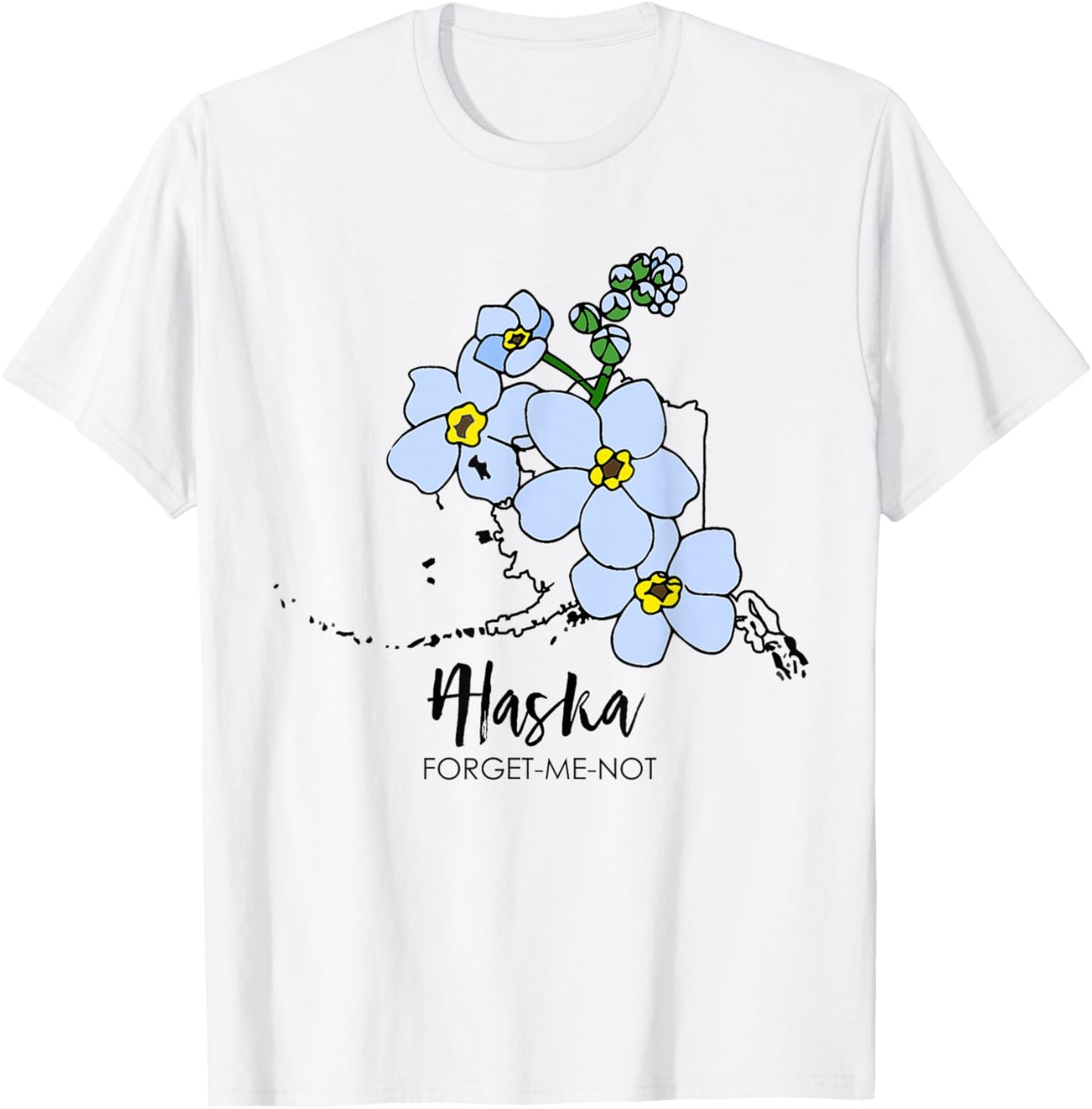 Alaska Forget-Me-Not Flower T-Shirt - T-Shirt | White