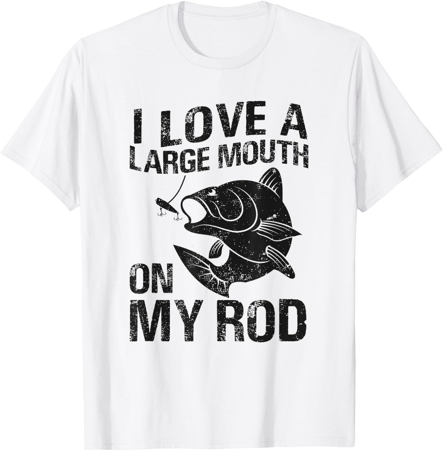 I Love a Large Mouth On My Rod Funny Bass Fisherman Graphic T-Shirt - T-Shirt | White