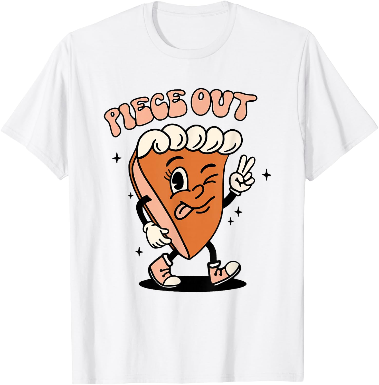 Vintage Piece Out Fall Autumn Funny Thanksgiving Pumpkin Pie T-Shirt - T-Shirt | White