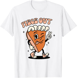 Vintage Piece Out Fall Autumn Funny Thanksgiving Pumpkin Pie T-Shirt - T-Shirt | White