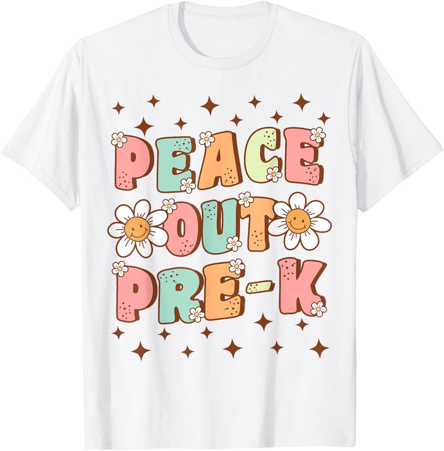 Peace Out Pre-K Cute Groovy Last Day of Preschool Graduation T-Shirt - T-Shirt | White