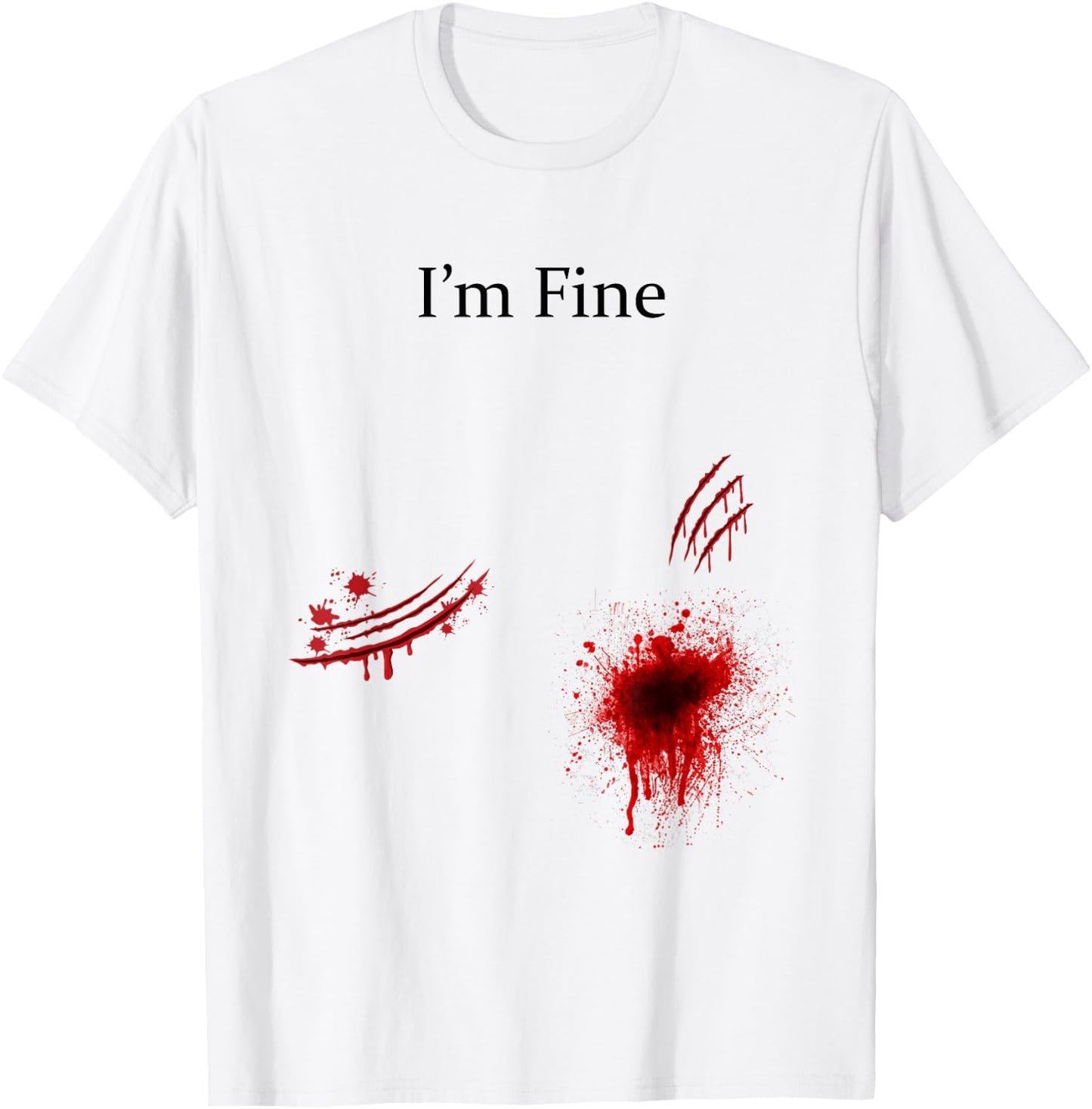 I'm Fine Bloody Zombie Bite Scary Halloween Costume Funny T-Shirt - T-Shirt | White