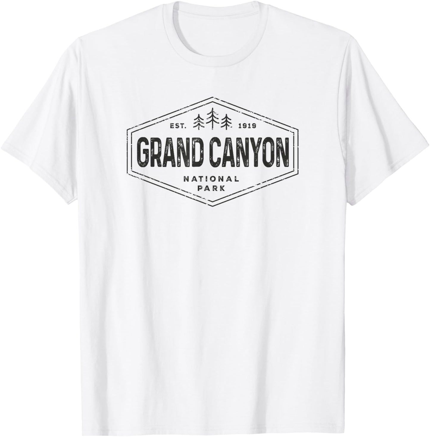 Grand Canyon National Park Shirt Vintage Hexagon Badge Hike T-Shirt - T-Shirt | White