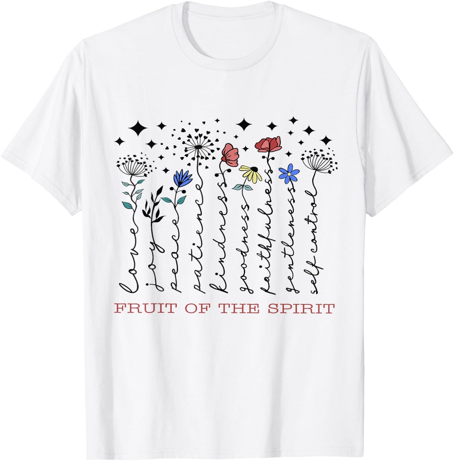 Fruit Of The Spirit Christian Religious Bible Verse Flowers T-Shirt - T-Shirt | White
