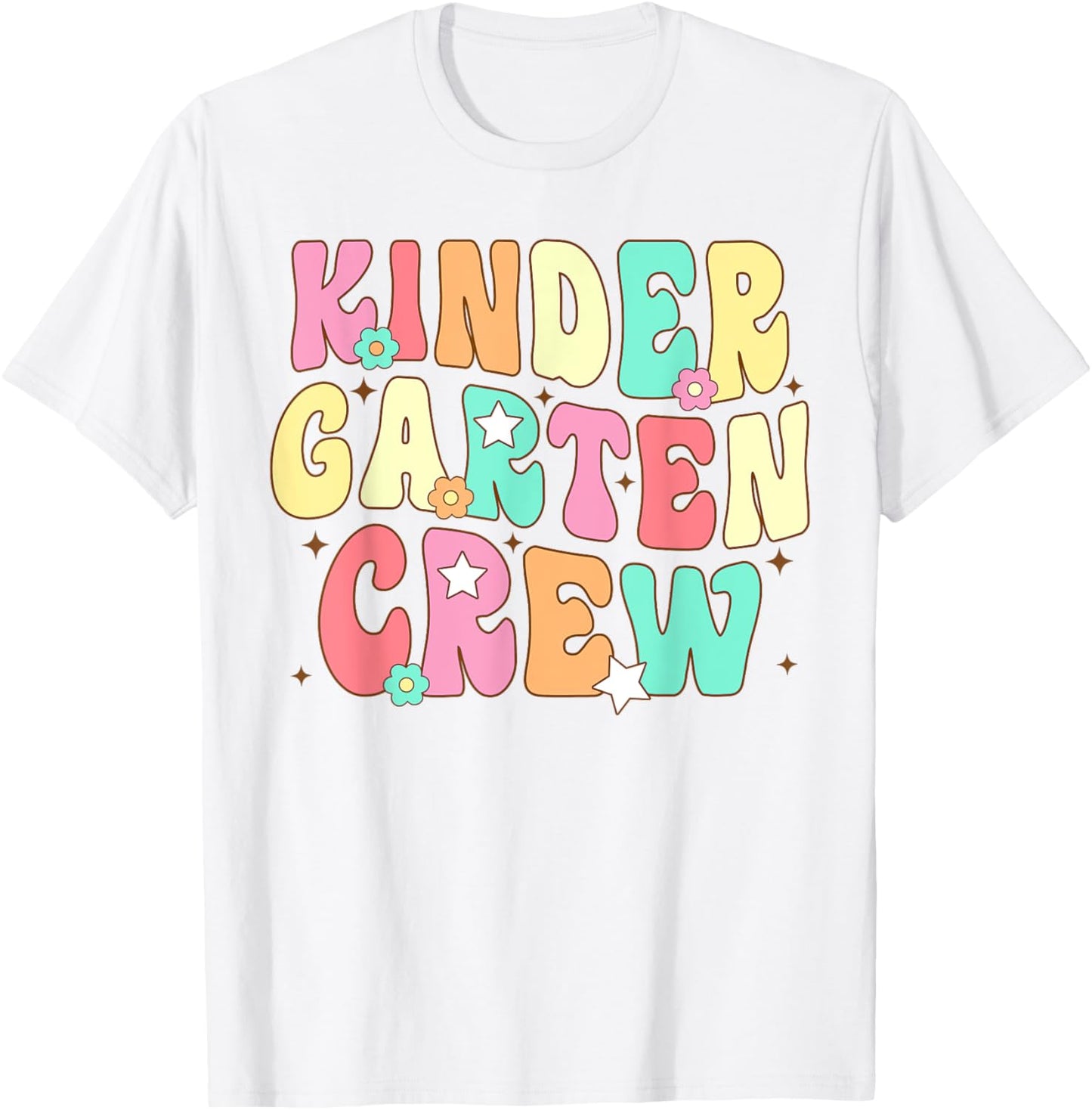 Kinder Teacher Squad Groovy Kindergarten Crew Men Women Girls Kids T-Shirt - T-Shirt | White