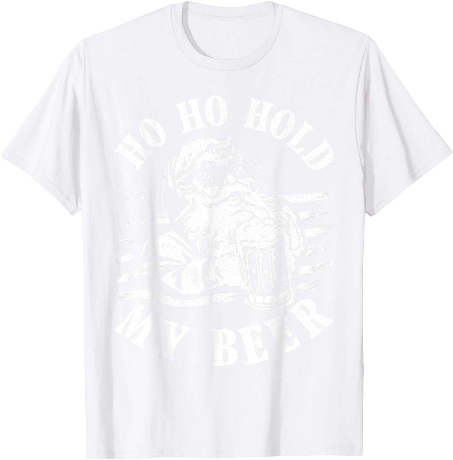 Christmas In July 2023 Hipster Santa Ho Ho Hold My Beer T-Shirt - T-Shirt | White