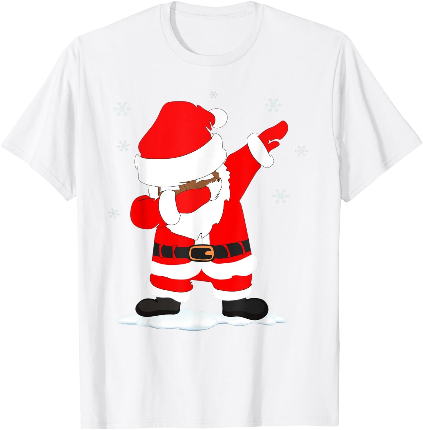 Funny Christmas Black Brown DABBING SANTA T-Shirt - T-Shirt | White