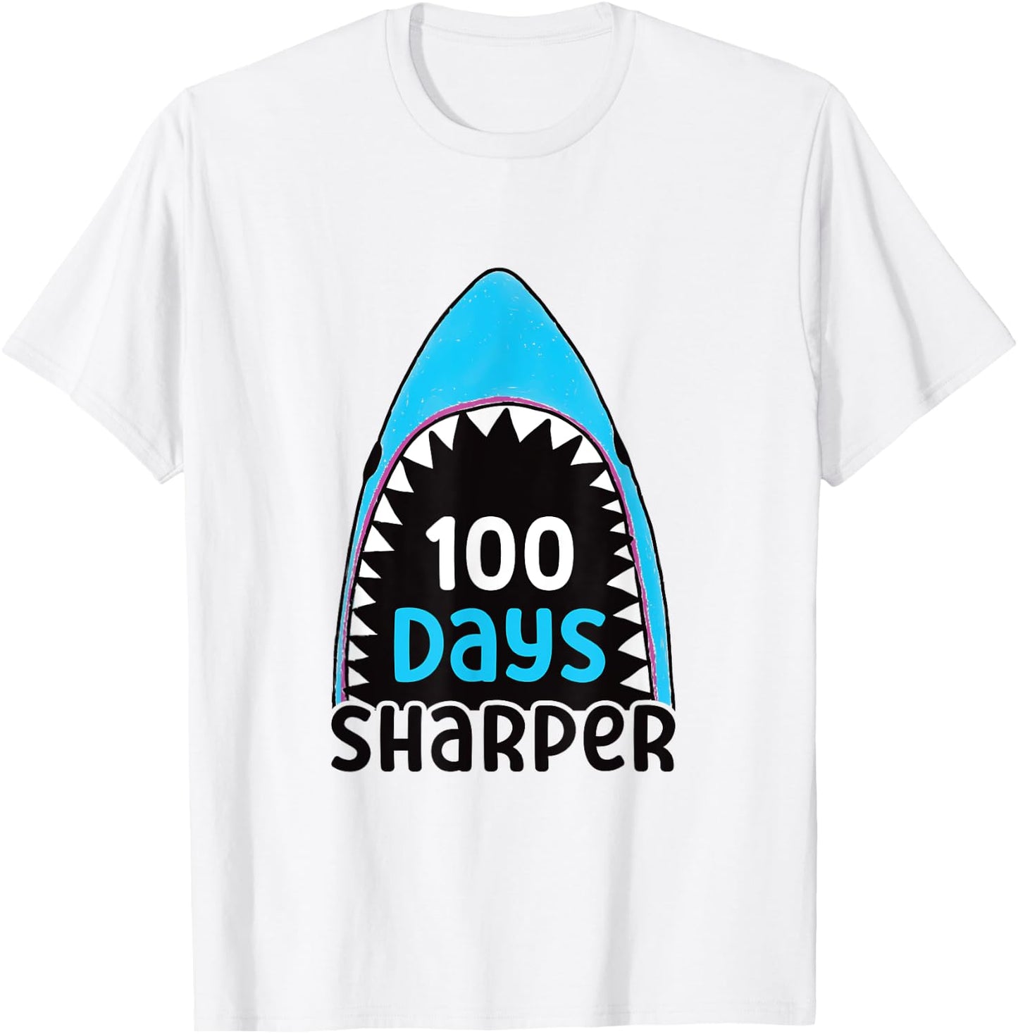 100 Days Sharper Boys Shark 100th Day of School T-Shirt - T-Shirt | White