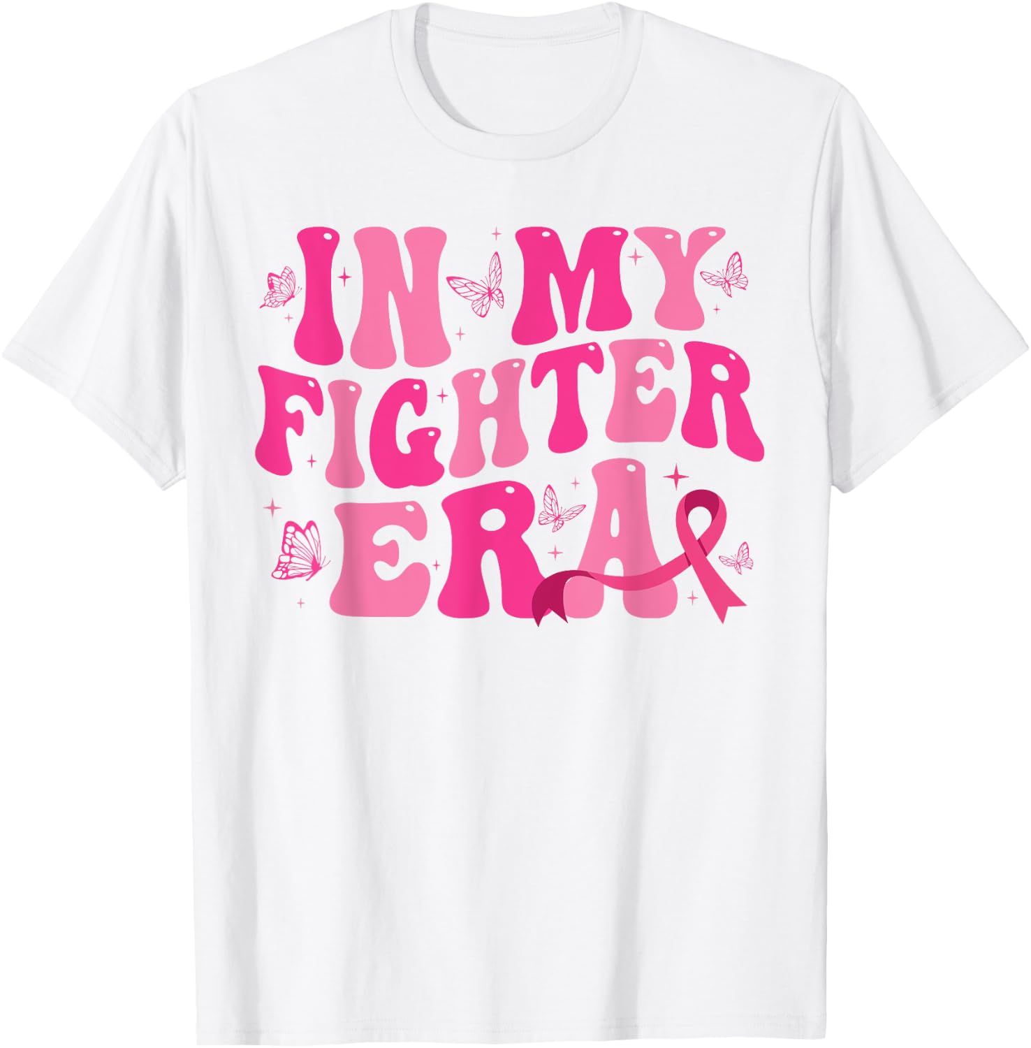 In My Fighter Era Lady Era,Breast Cancer Women Warrior pink T-Shirt - T-Shirt | White