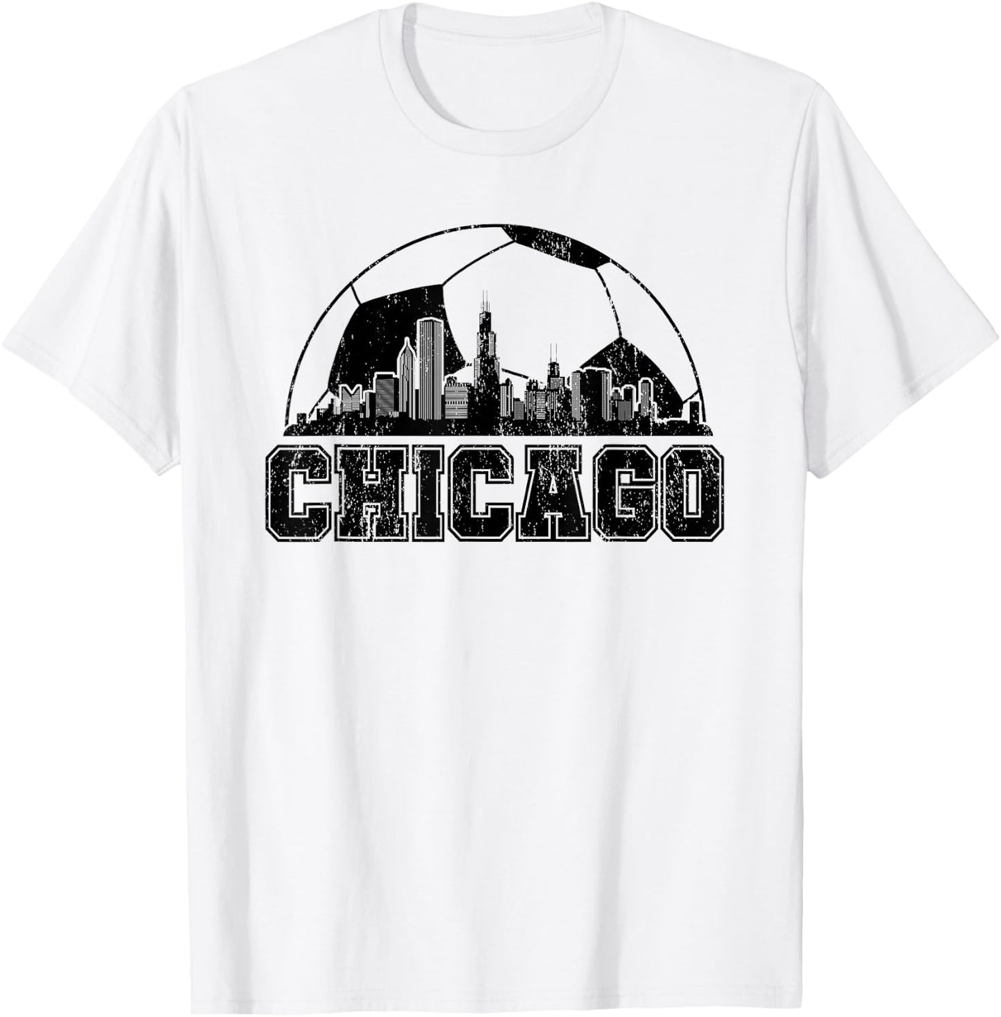 Chicago Skyline Soccer Lover T-Shirt - T-Shirt | White