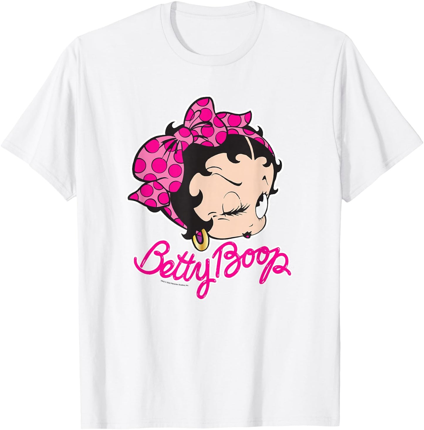 Betty Boop Vintage Pin Up Miss Betty Pink Portrait Logo T-Shirt - T-Shirt | White