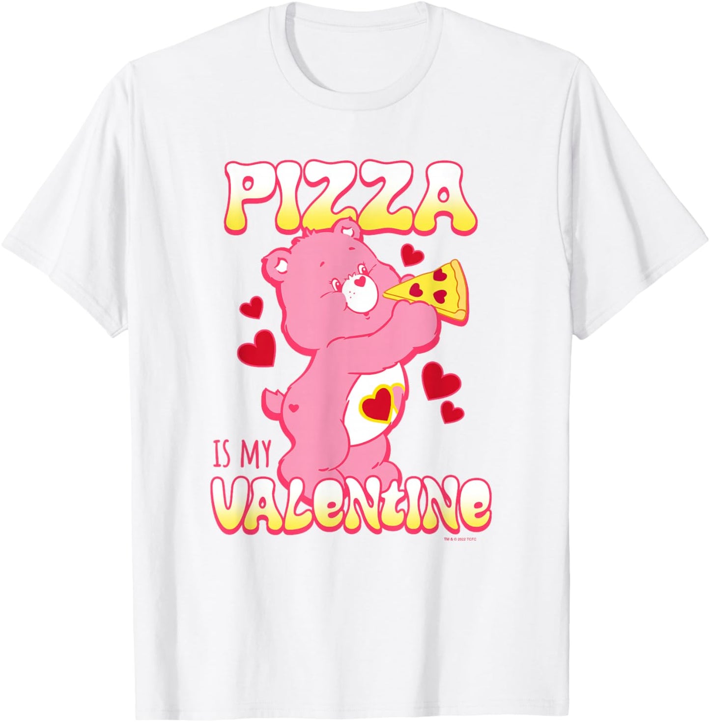Care Bears Valentine's Day Love-A-Lot Pizza Is My Valentine T-Shirt - T-Shirt | White