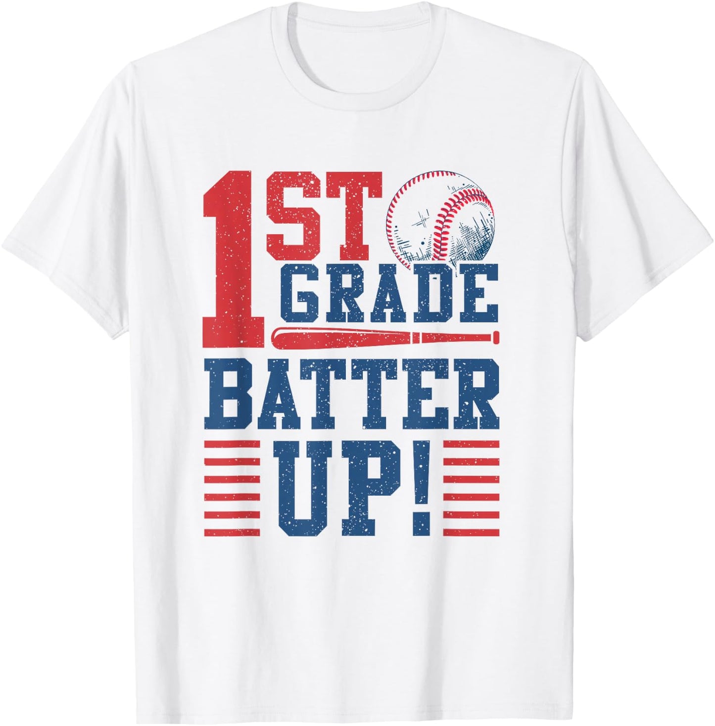 Baseball 1st Grade Back To School 1st Grade Batter Up T-Shirt - T-Shirt | White