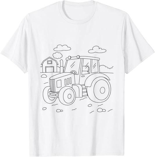Tractor Creative Design for Colouring and Painting Yourself T-Shirt - T-Shirt | White