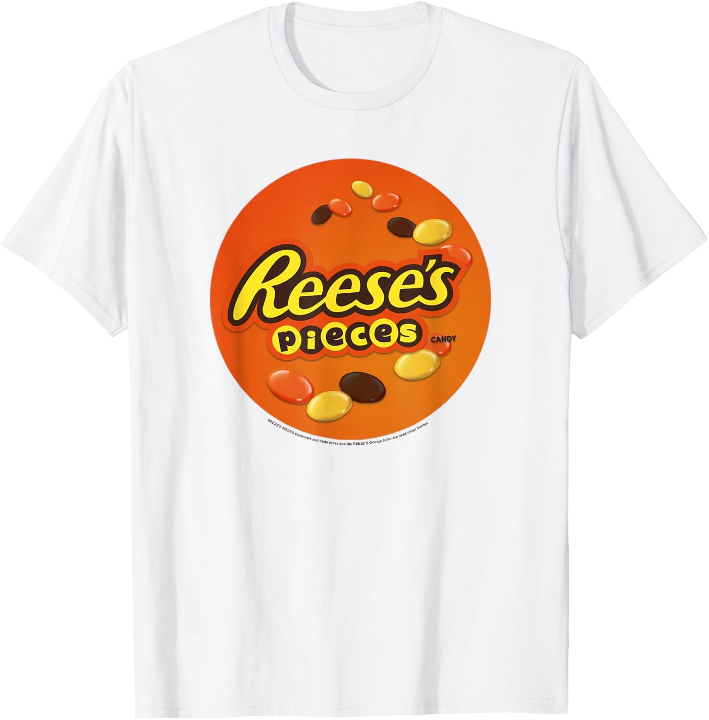 Reese's Women's Grey Classic Reese's Pieces Candy Centered Design T-Shirt - T-Shirt | White