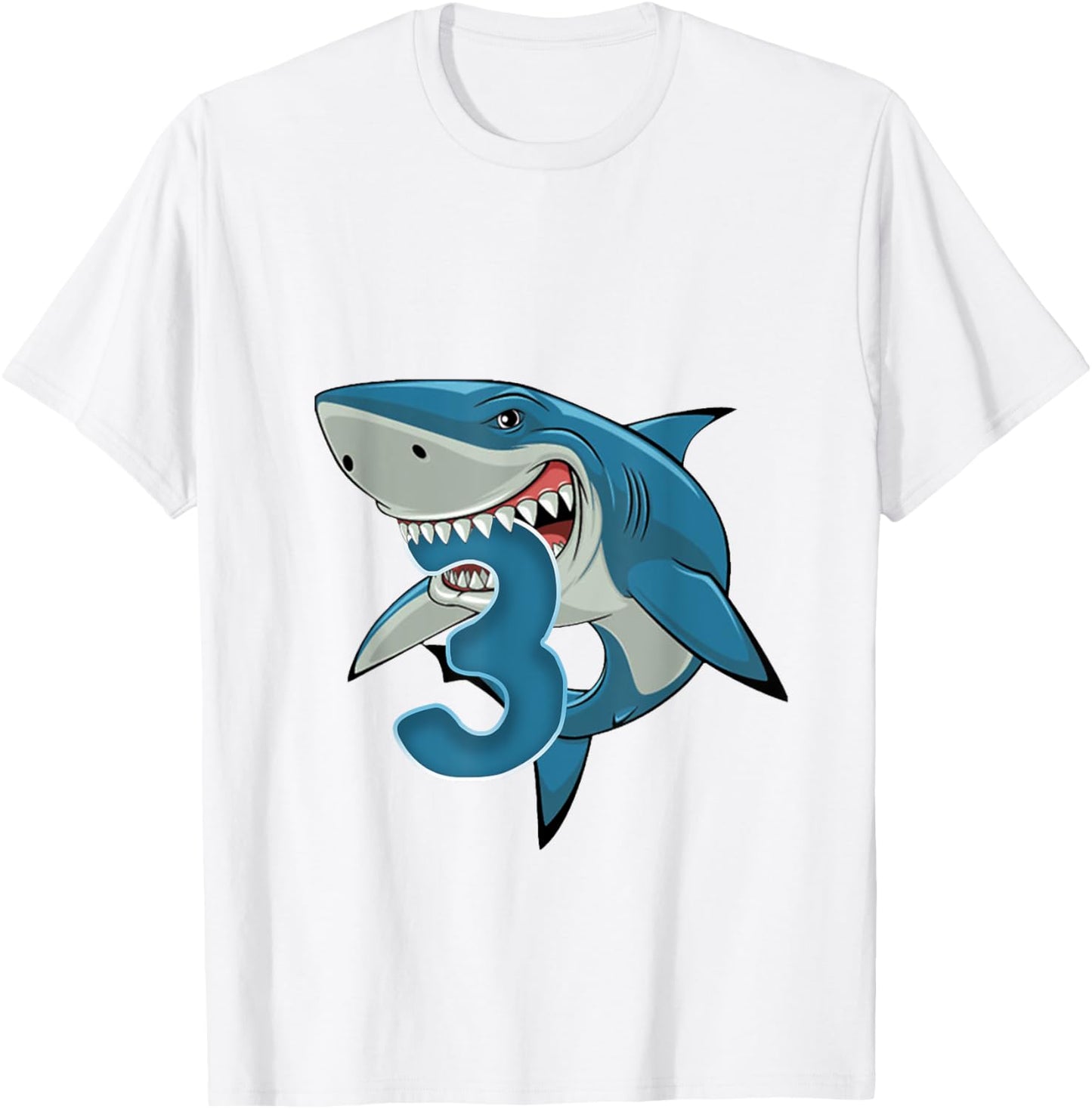 Kids 3rd Birthday Shark 3 Years Old Birthday Shark Theme T-Shirt - T-Shirt | White