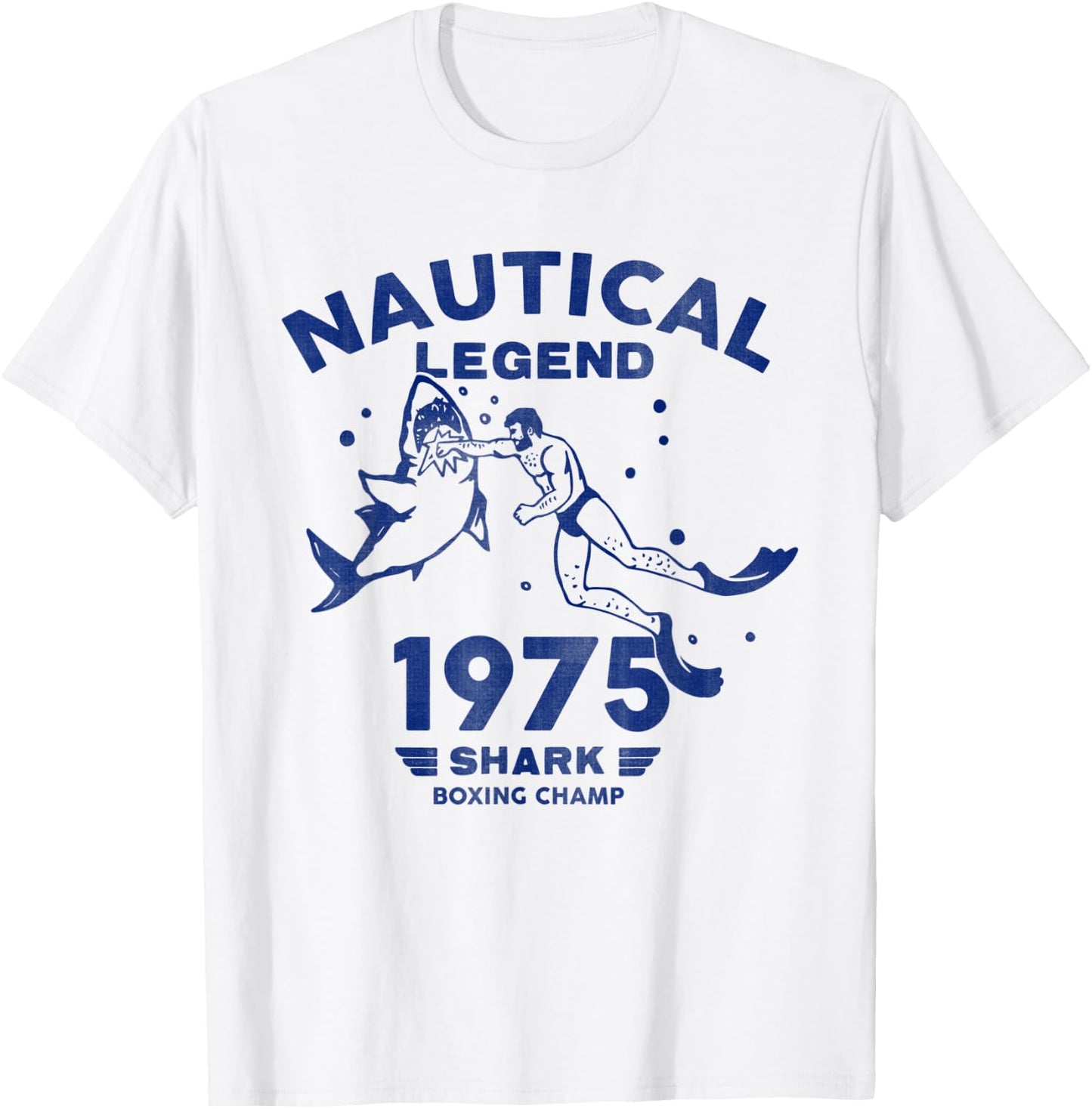 Nautical Legend: Funny Scuba Diver & Shark Punch Summer T-Shirt - T-Shirt | White