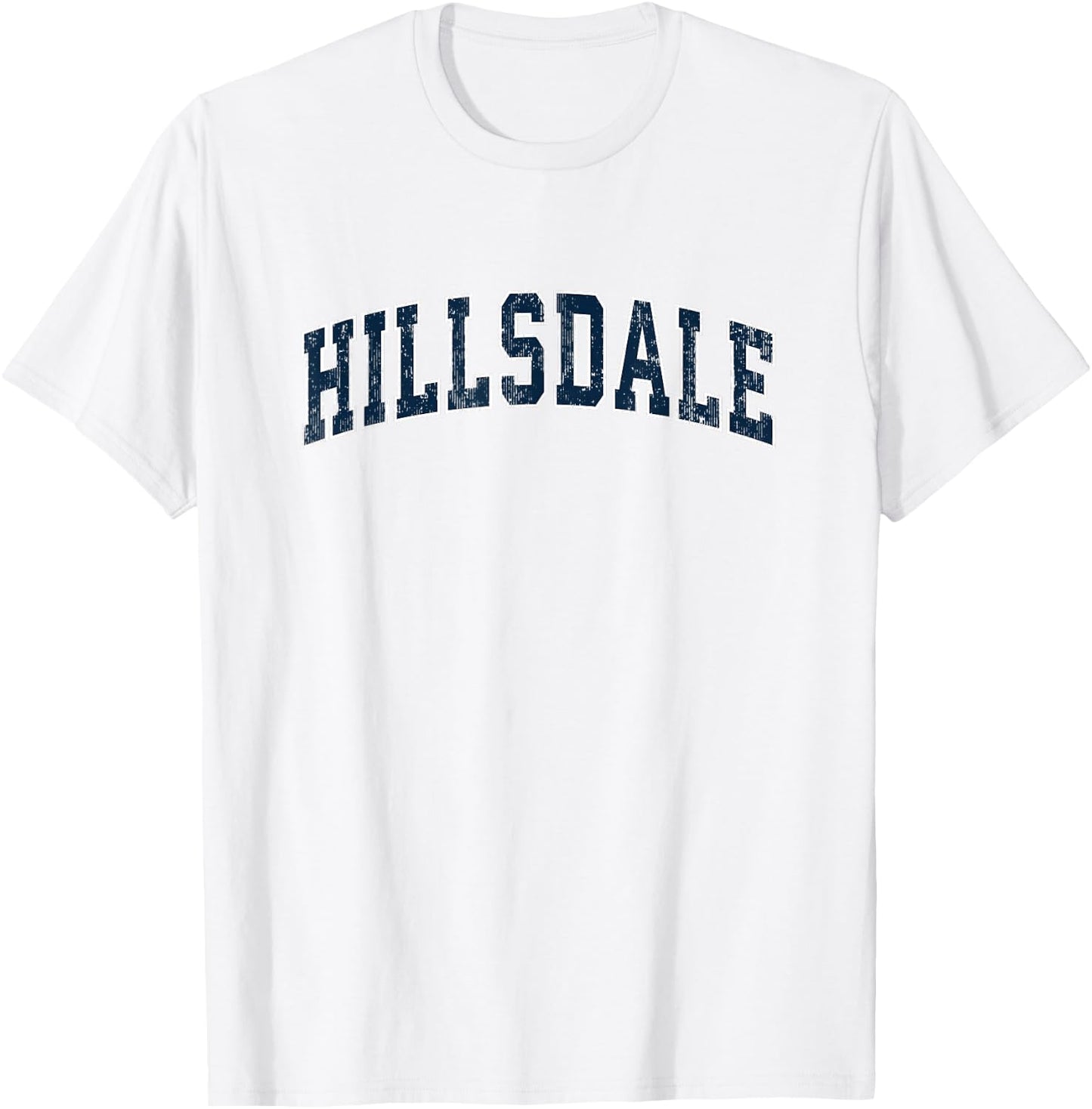 Hillsdale New Jersey NJ Vintage Sports Design Navy Design T-Shirt - T-Shirt | White