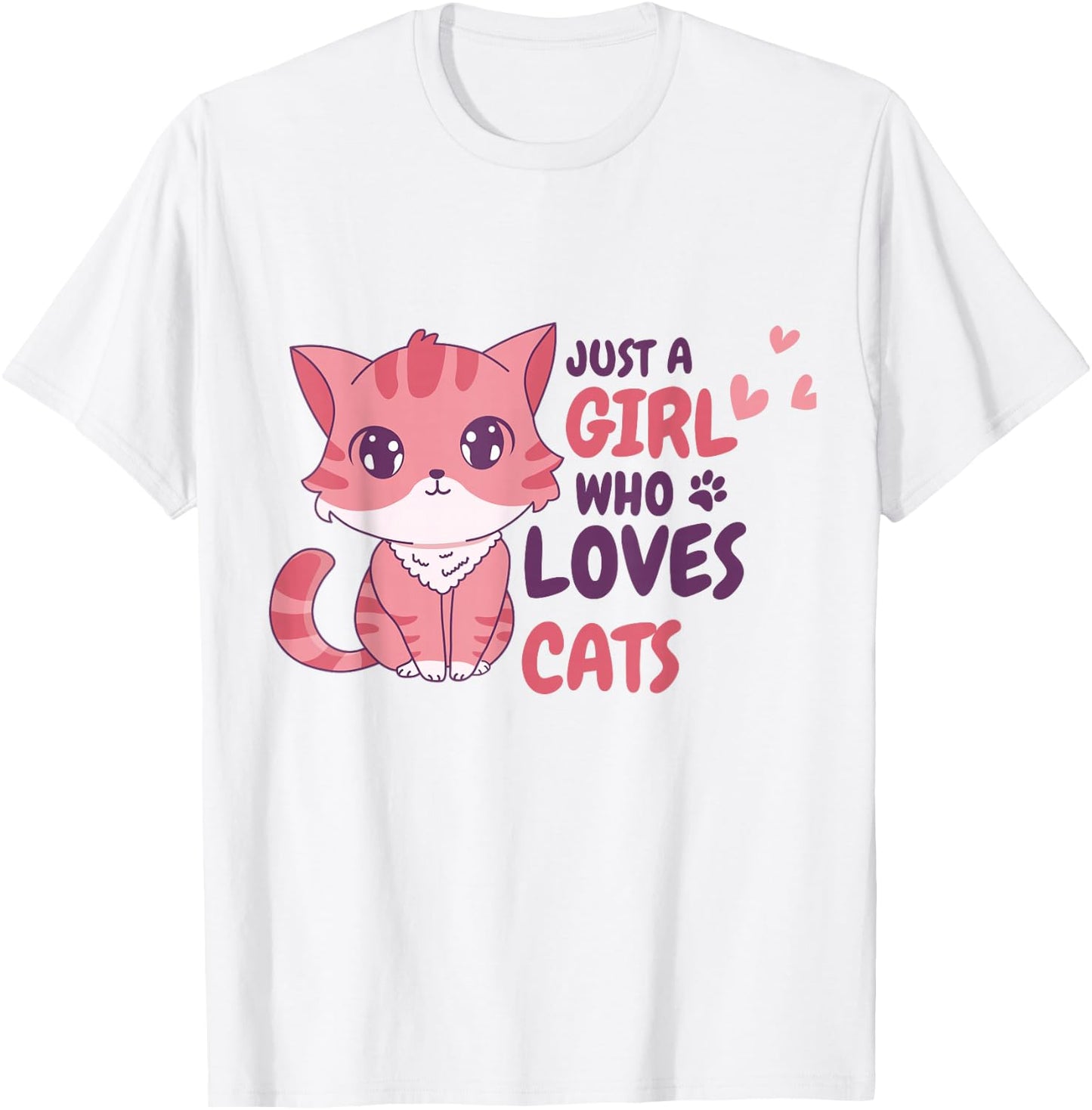 Just A Girl Who Loves Cats Cute Cat Shirt Gifts Kids Girls T-Shirt - T-Shirt | White