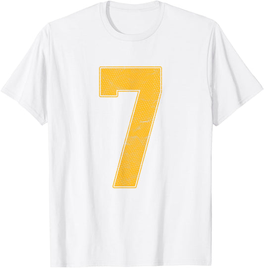 Number 7 Numbered Uniform Sports Team Jersey 7th Birthday T-Shirt - T-Shirt | White