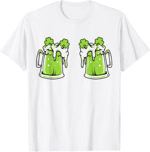 Funny St Patricks Day Drinking Irish Shamrock Green Beer Mug T-Shirt - T-Shirt | White