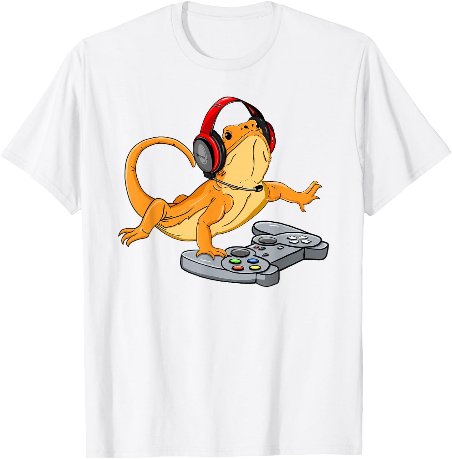 Bearded Dragon Gamer Video Game Gecko Lizard T-Shirt - T-Shirt | White