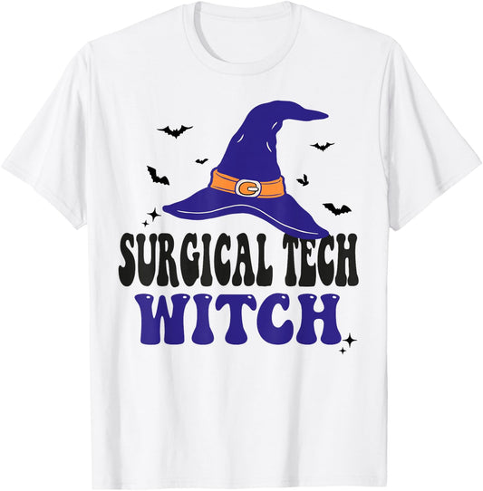 Surgical Tech Witch Halloween Funny Matching Group Costume T-Shirt - T-Shirt | White