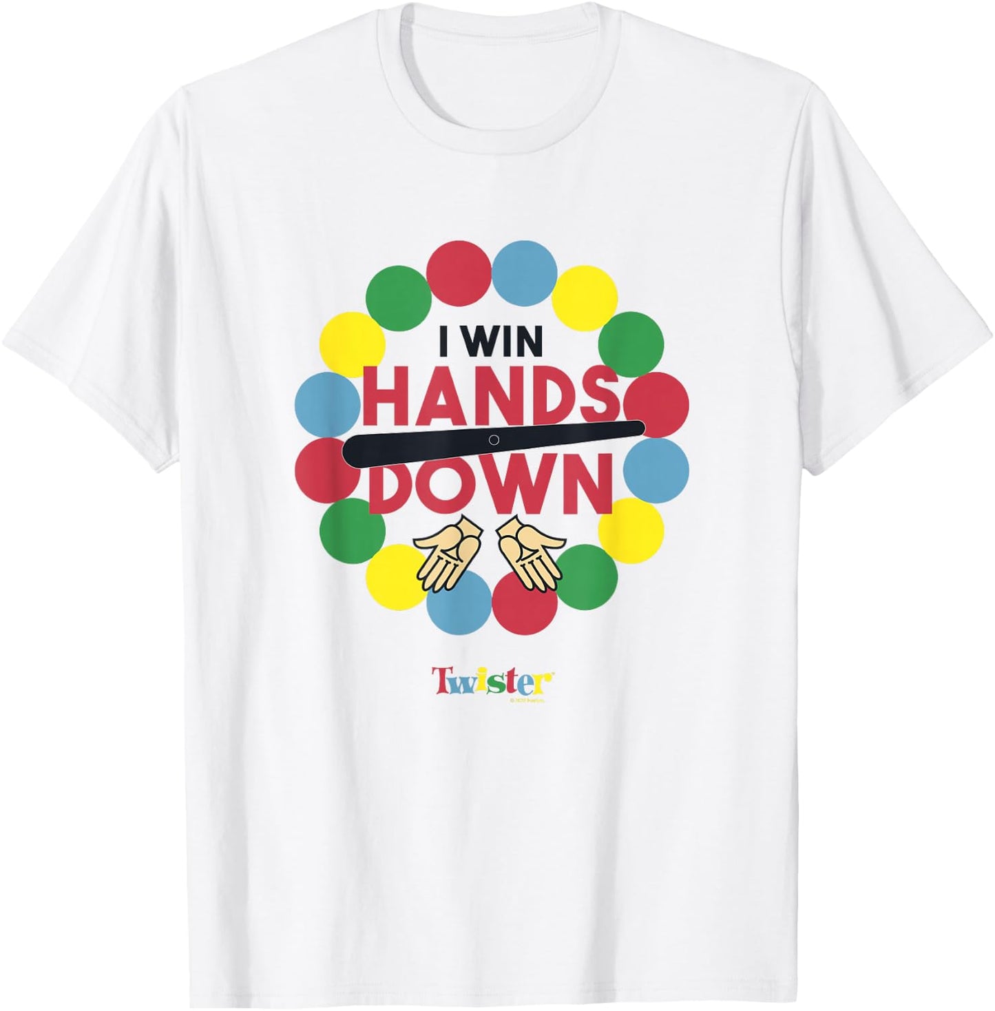 Twister Vintage Retro I Win Hands Down Classic Game Logo T-Shirt - T-Shirt | White