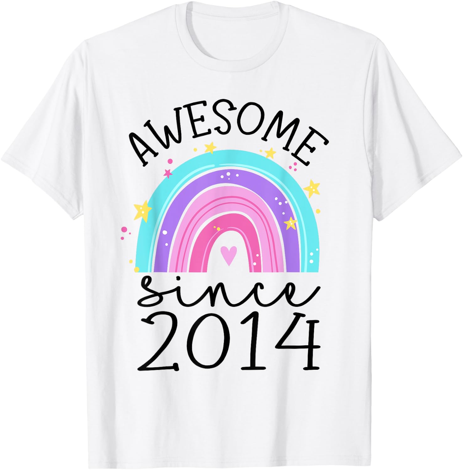 Awesome Since 2014 11th Birthday Rainbow 11 Year Old T-Shirt - T-Shirt | White