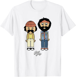 Cheech & Chong Toon Style Full Bodies With Classic Logo T-Shirt - T-Shirt | White
