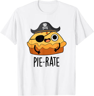 Pie-rate Funny Pie Pun T-Shirt - T-Shirt | White