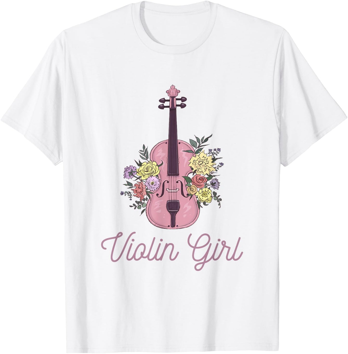 Violin with Flowers Accessory Violin Girl T-Shirt - T-Shirt | White