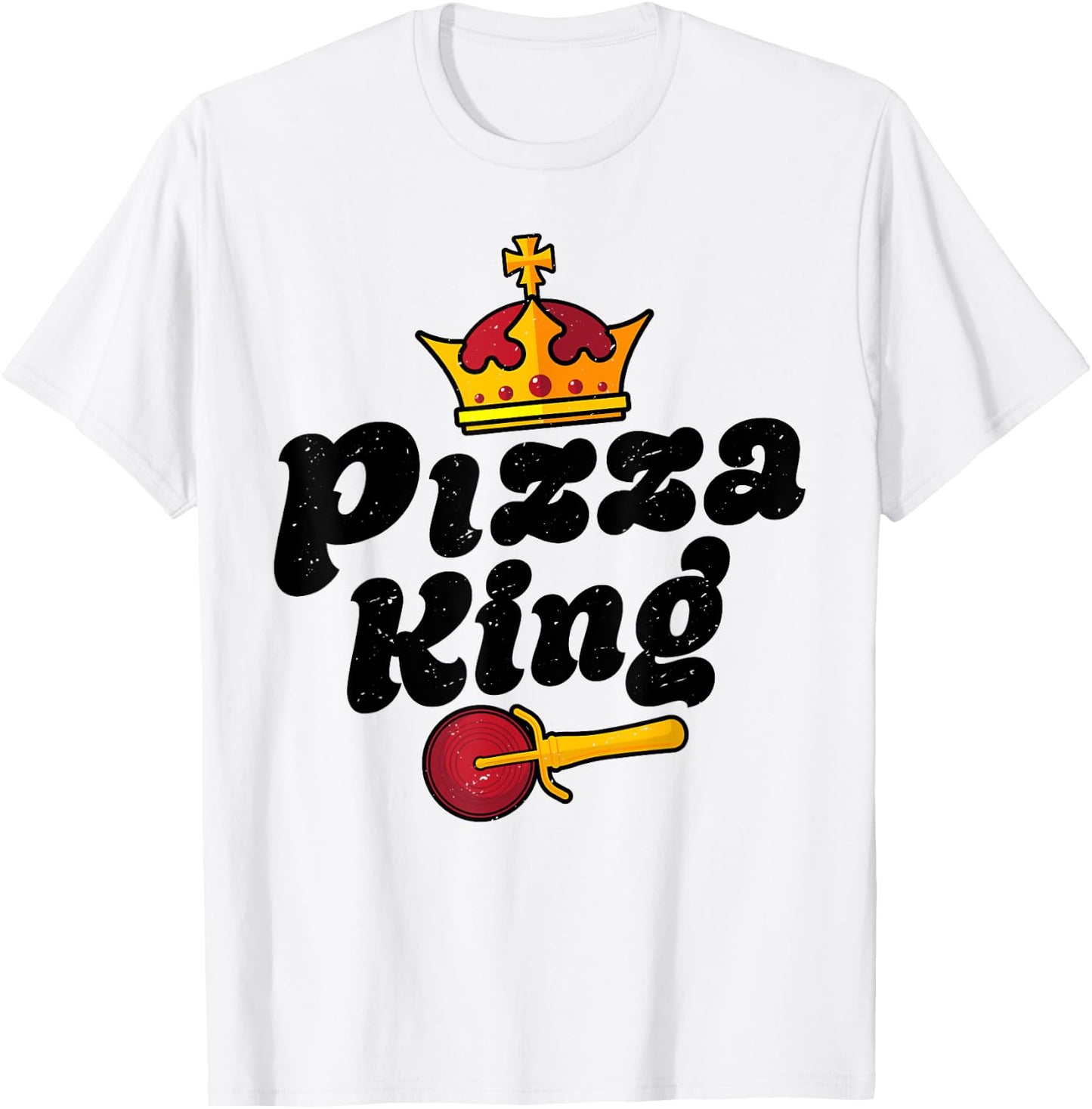 Pizza King Funny Men Boys Italian Food Lovers Retro Vintage T-Shirt - T-Shirt | White