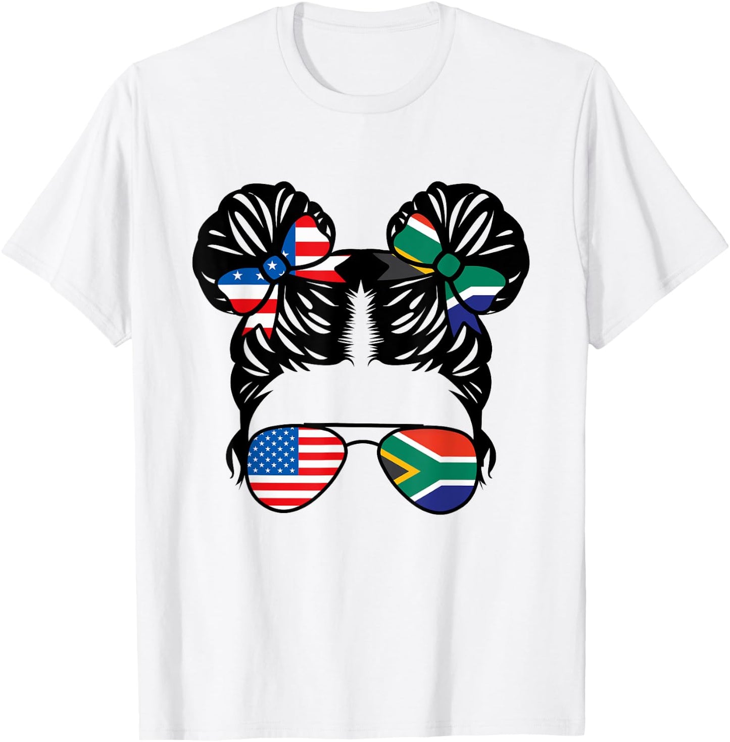 Half American South African Girl USA Africa Flag Patriot T-Shirt - T-Shirt | White