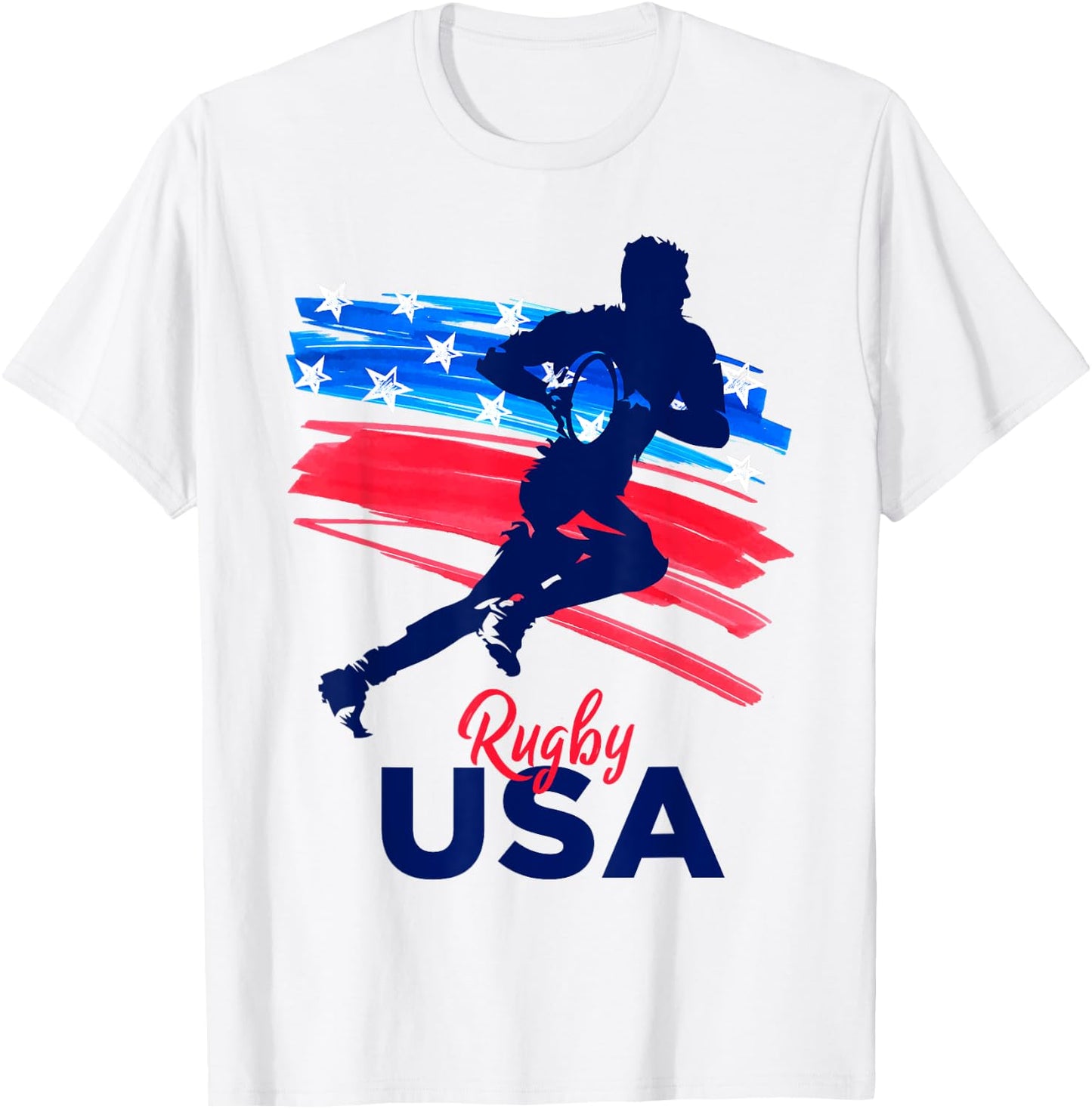 Rugby Football Support the Team Rugby Player USA Flag T-Shirt - T-Shirt | White