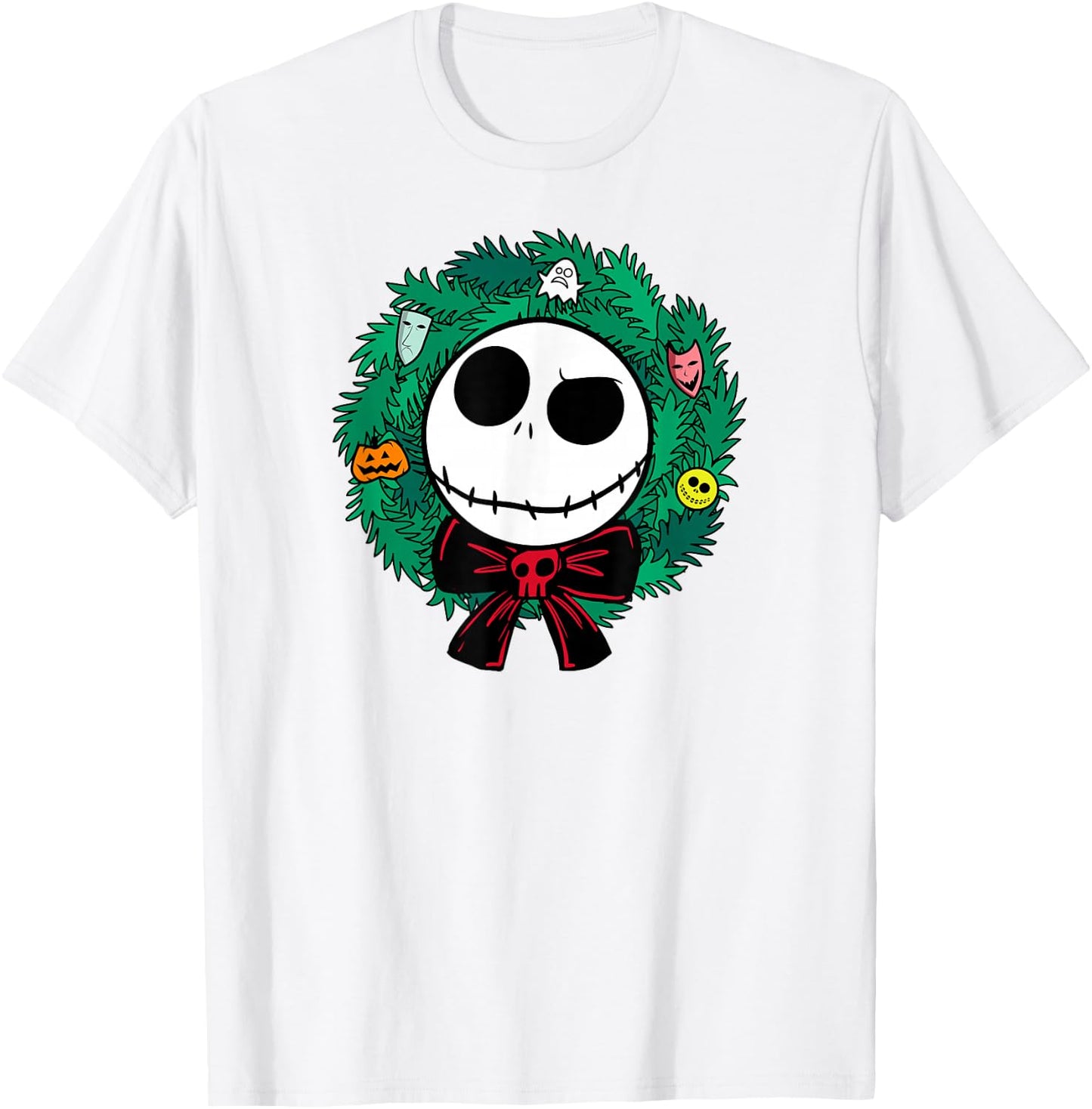 Amazon Essentials Men's Nightmare Before Christmas Jack Festive Holiday Wreath , Blue, Small T-Shirt - T-Shirt | White
