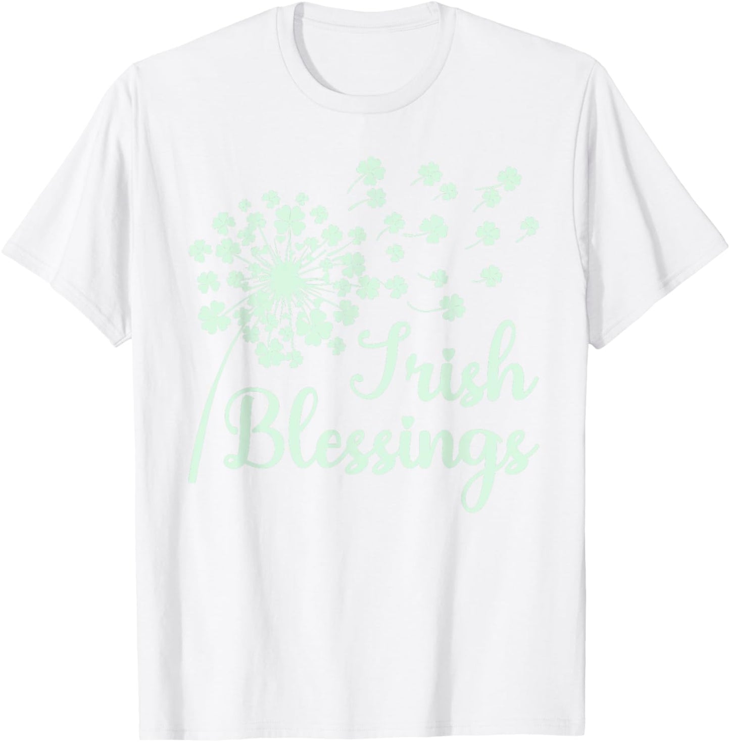 Irish Blessings Dandelion Blowing Shamrocks Celtic Heritage T-Shirt - T-Shirt | White