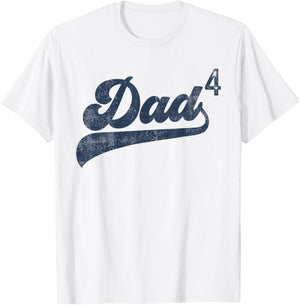 Dad4 Daddy Of 4 Kids Gifts Father Of Four Fourth Time Dad T-Shirt - T-Shirt | White