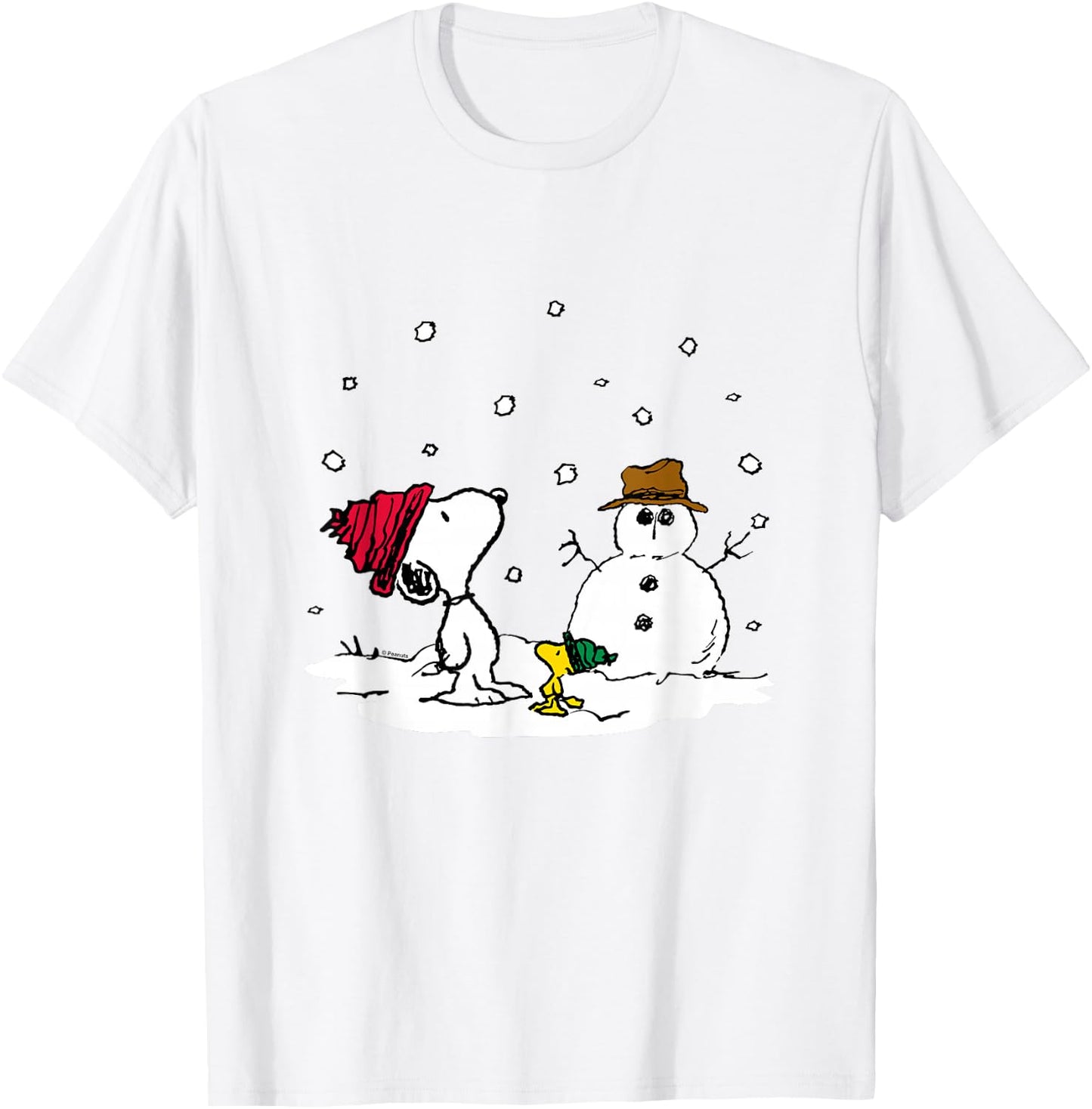 Peanuts - Snoopy Woodstock Snowman T-Shirt - T-Shirt | White