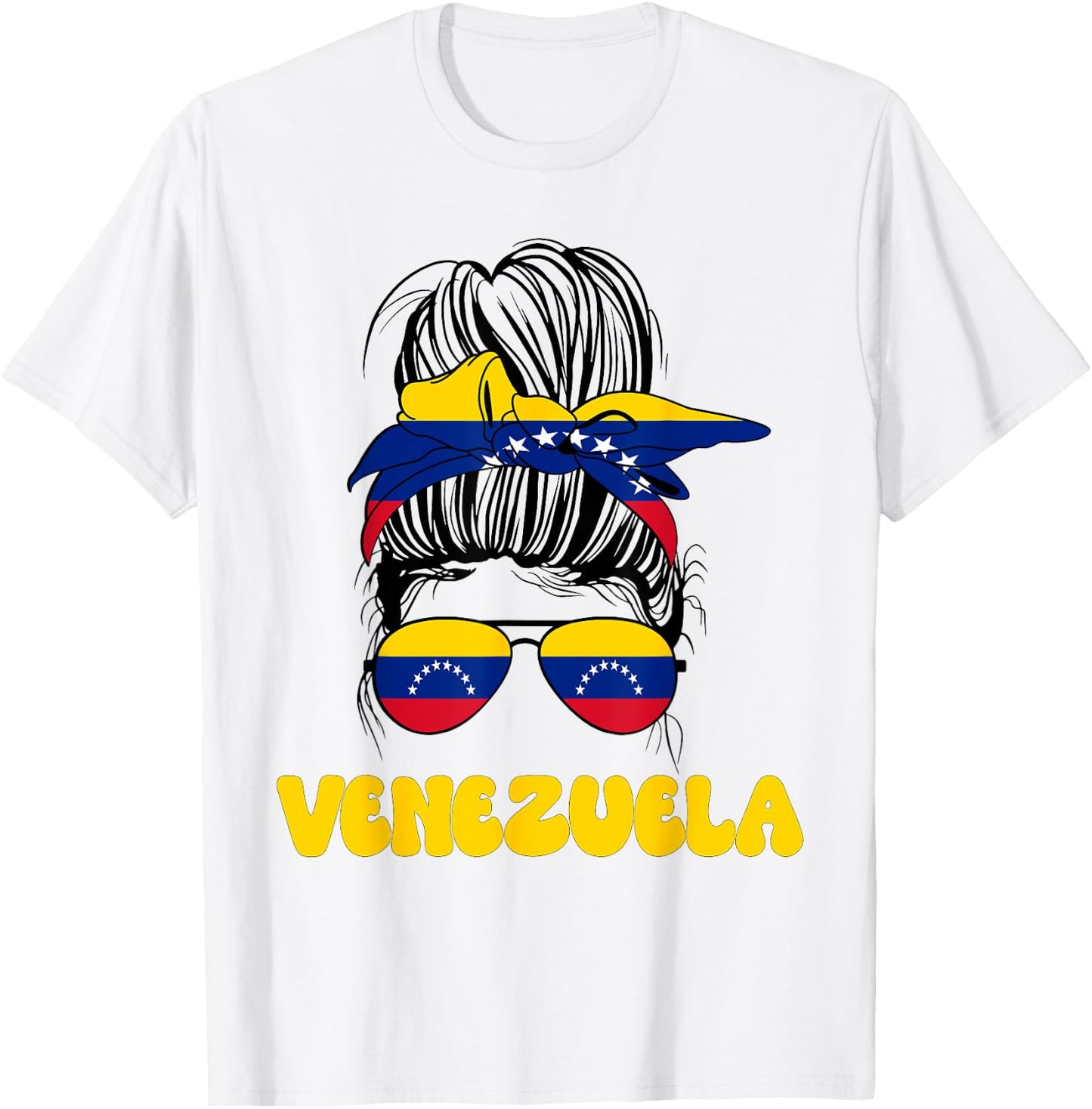 Venezuelan Women Messy Bun, Pride Venezuela Flag For Girls T-Shirt - T-Shirt | White