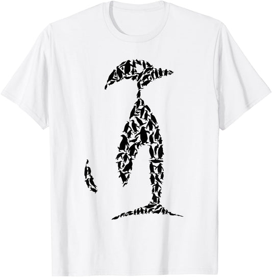 Silhouette Penguins for Penguin Lover | Penguin T-Shirt - T-Shirt | White