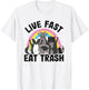 Live Fast Eat Trash Rainbow Skunk Rat Raccoon T-Shirt - T-Shirt | White