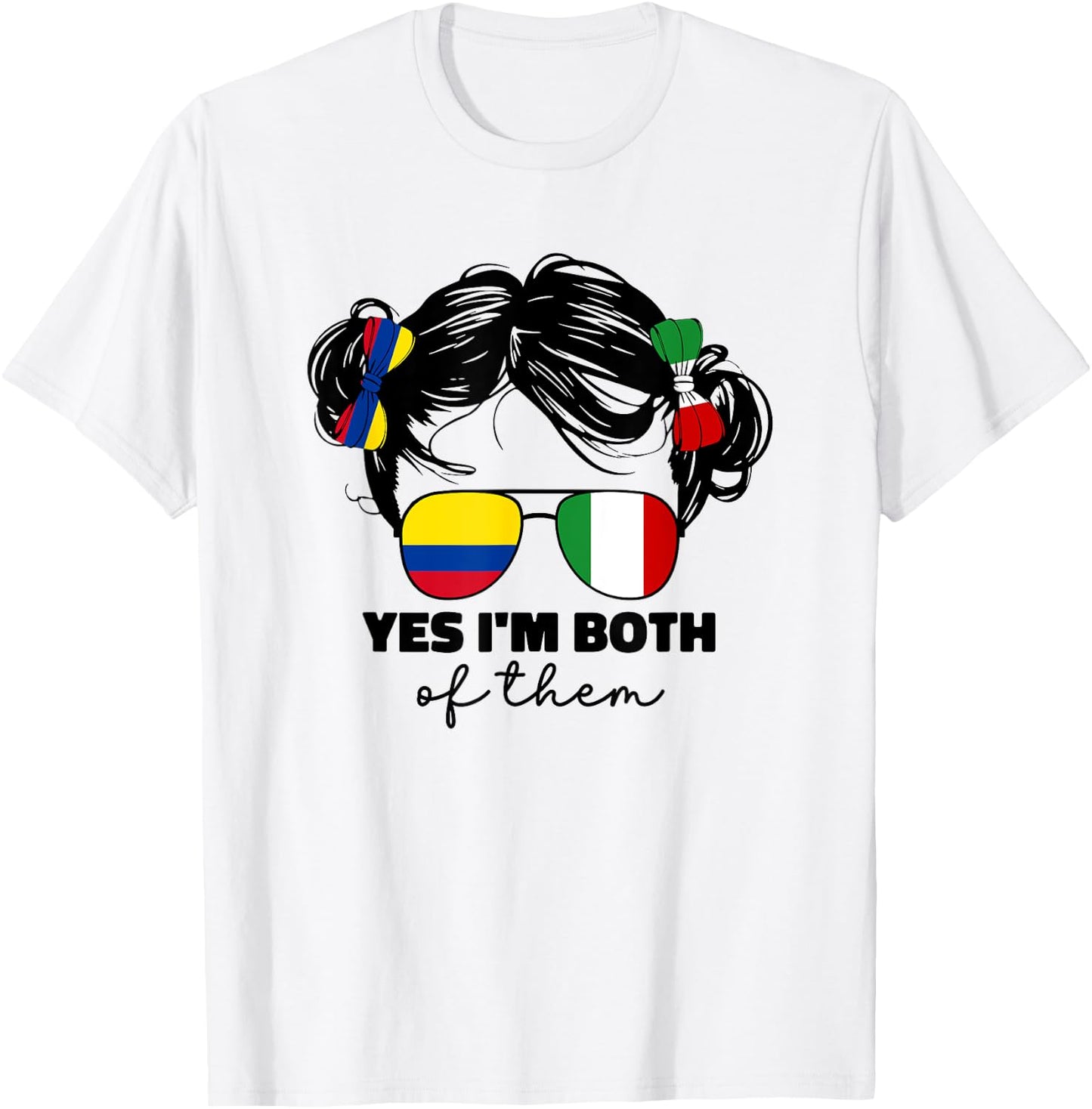 Half Italian And Colombian Colombia Italy Flag Kids Girl T-Shirt - T-Shirt | White