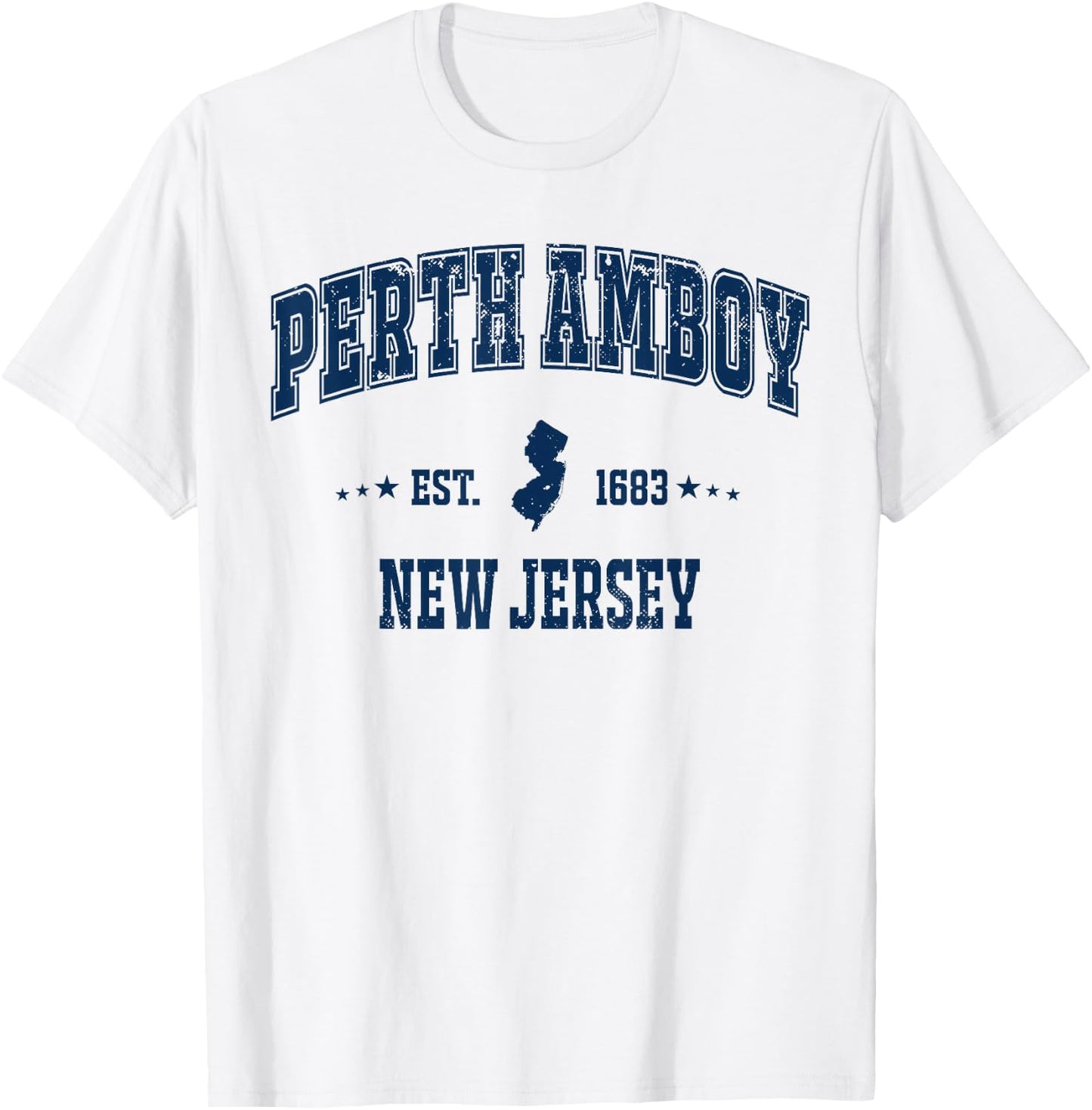 Perth Amboy New Jersey NJ Vintage Navy Sports Athletic T-Shirt - T-Shirt | White
