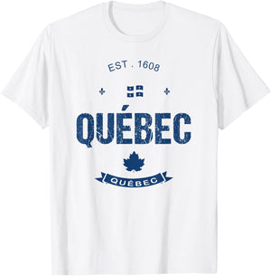 Holiday Vacation Quebec Travel Souvenirs Designs Quebec City Flag - Men's Classic Fit Short Sleeve - White - Small T-Shirt - T-Shirt | White